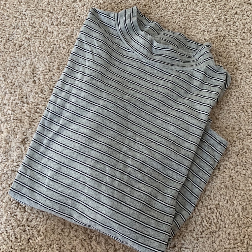 EVERLANE - Striped Cotton Mockneck Tee
